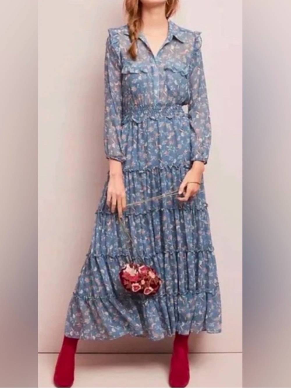 Misa Los Angeles Amelia Longsleeve Chiffon Maxi Dress